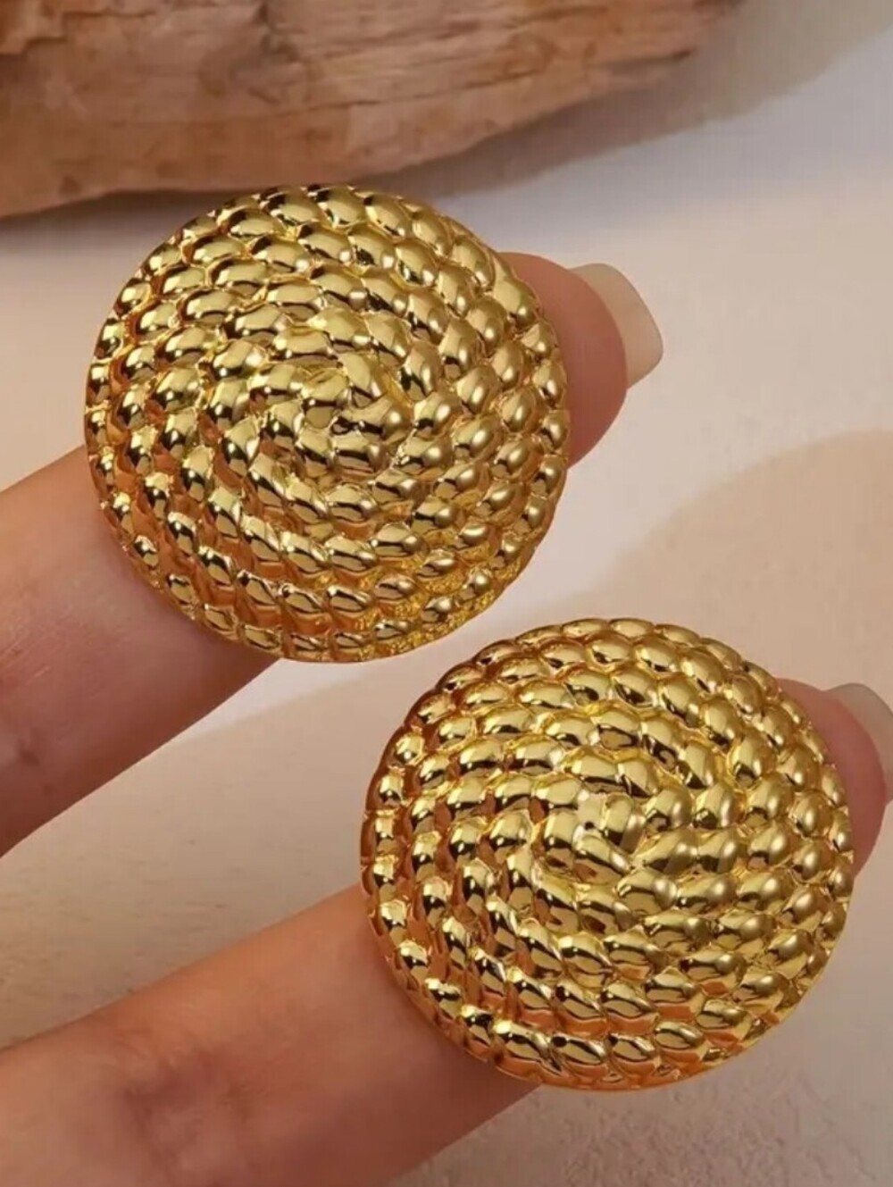 New! 18k Gold Plated Earring Style  Round